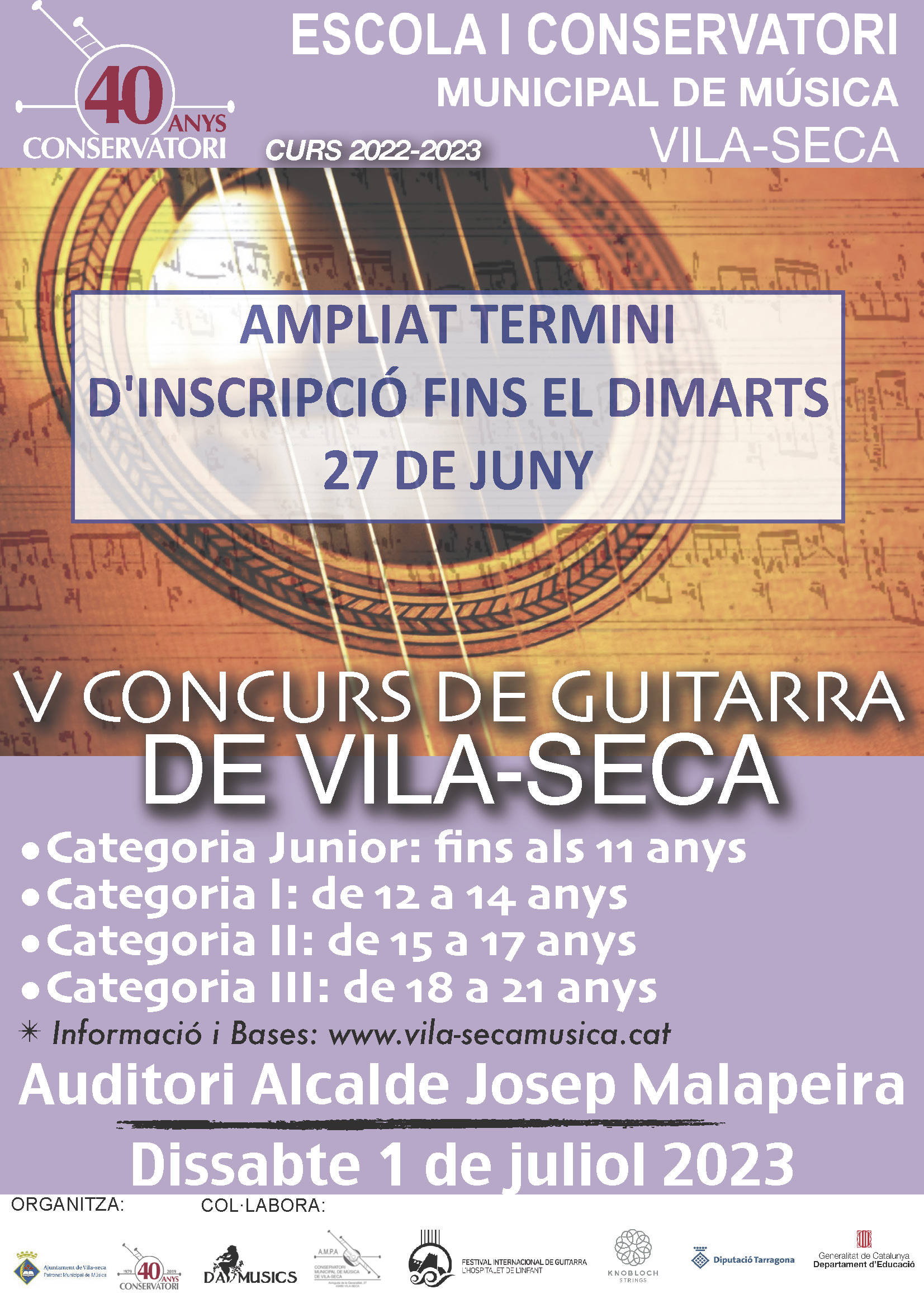 Ampliat termini d'inscripció al V Concurs de Guitarra de Vila-seca
