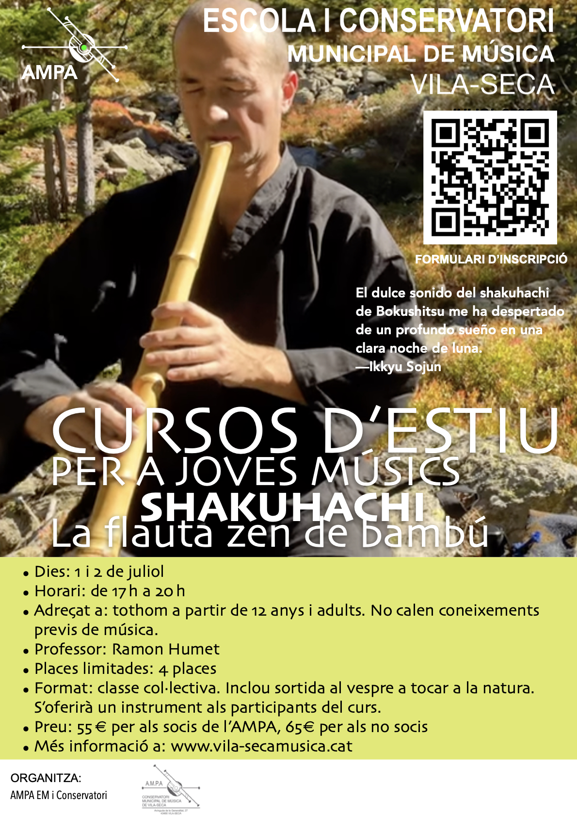 Obertes les inscripcions al curs d'estiu de Shakuhachi amb Ramon Humet