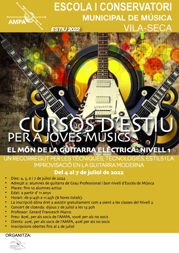 Cursos d'Estiu per a Joves Músics: El món de la Guitarra Elèctrica - Nivell 1